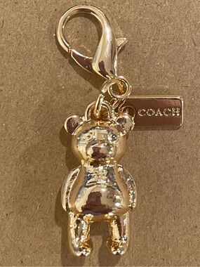 Coach Gold Teddy Bear Charm with Lobster Clasp